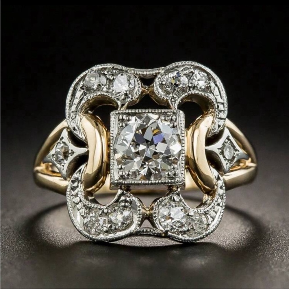 Luxe Gold Silver Tone Simulated Statement Ring